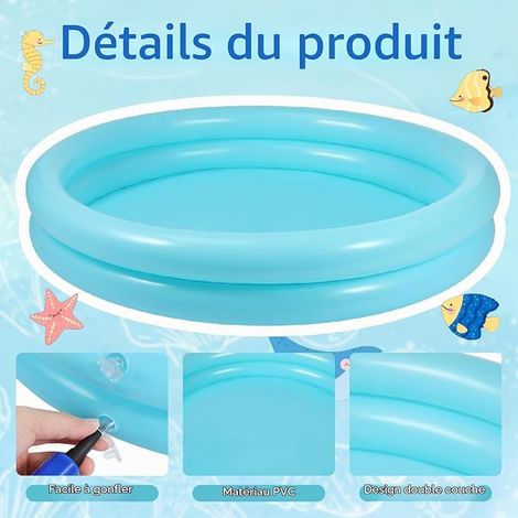 Petite Piscine Enfant, Ø60cm, Pataugeoire Enfant, Piscine Gonflable Enfants, Piscine Gonflable Ronde, Pataugeoire Gonflable Enfants Maison, Extérieur, Jardin, Plage, Balcon (1/3)