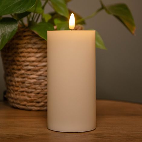 7.5cm x 15cm Cream Wax Melted Pool Effect Candle with Timer Function and Warm White LED (1/5)