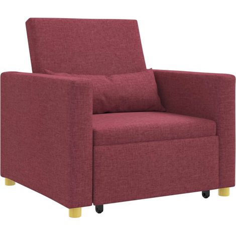 Maison Exclusive - Divano letto estraibile singolo Rosso vino 90 x 165 x 87 cm