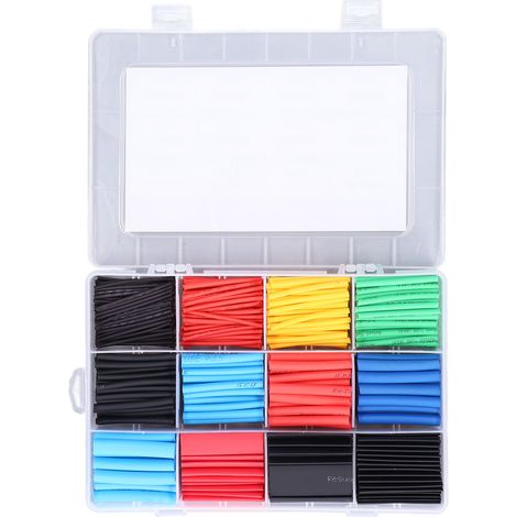 Lot de 560 gaines thermorétractables 2:1, tubes électriques isolants pour câbles, 5 couleurs, 12 tailles différentes (1/5)