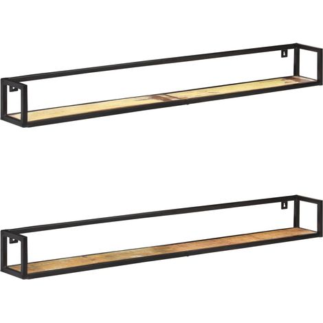 Étagères murales 2 pcs 160 cm Bois de récupération massif (1/5)