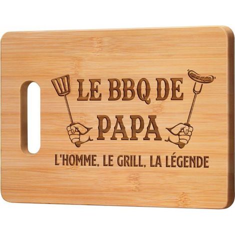 Planche à découper en bambou - 1 pièce - Style gravé naturel - Cadeau idéal pour la fête des pères - Cuisine et barbecue (1/5)