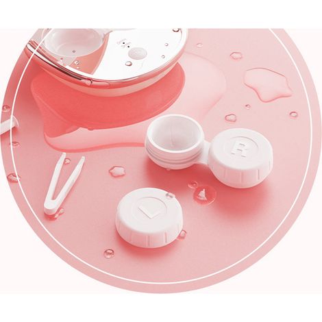 Étui de Nettoyage Ultrasonique pour Lentilles, Rechargeable USB, Portable et Mignon - Rose (1/2)