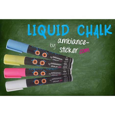Sticker ardoise tableau noir - stickers muraux adhésif effaçable - LOT DE 4 CRAIES LIQUIDES POUR ARDOISE - 3MM (1/2)
