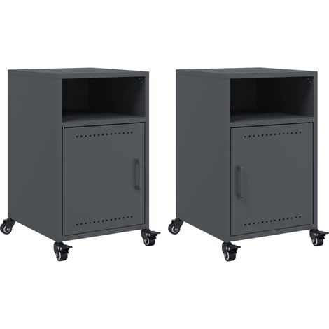 Maison Exclusive - Nachttische 2 Stk. Anthrazit 36x39x59 cm Stahl
