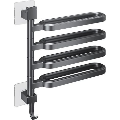 Wall mounted towel rack 4 bars - elegant black, durable metal towel holder with invisible installation, rust-resistant towel organizer for bathroom, hotel, modern home (1/5)
