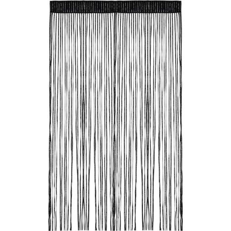Rideau Anti Insectes 100x200 cm Noir, Rideau à Fils pour Mariage, Café, Restaurant, Vitrine