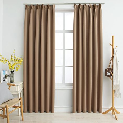 Lot de 2 Rideaux occultants,Décoration Chambre Fenêtre,Rideau Thermique Isolant avec crochets Taupe 140x225 cm GDSVW41510 (1/5)