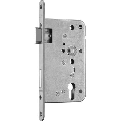Serrure à mortaise PZW droite DM55, avec tige ronde 20 mm, acier inoxydable 0450, argent