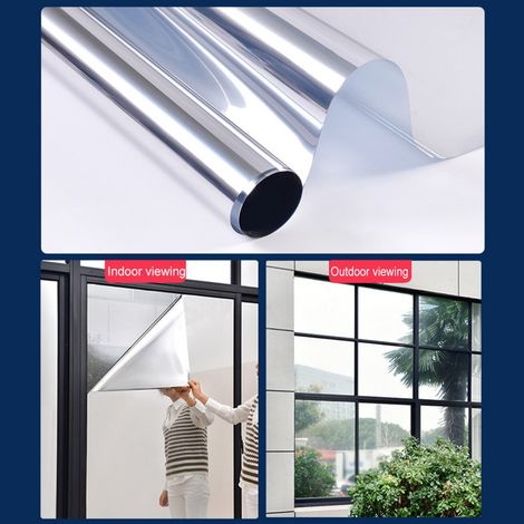 Film Pour Vitre - Protection Solaire Et Isolation Thermique - Effet Miroir Unidirectionnel - Adhérence Électrostatique Sans Colle - 40 x 200 cm - 1 Pièce (1/5)