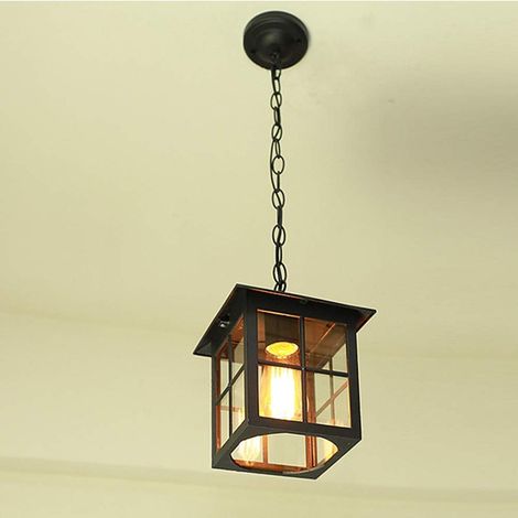 Industriel Luminaire Suspendu Vintage Suspension Luminaire E27, Noir, étanche à l'eau Lustre extérieur,Luminaires extérieur pour les jardins, les couloirs, les porches
