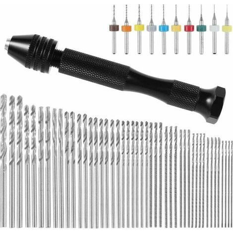 57 Pièces mini perceuse de précision pin foret fraise mini foret modelisme foret bois precision pin vise Outils perceuse à main Foret Fraise Twist 0.3-3mm, PCB de 0.1mm-1mm (1/4)