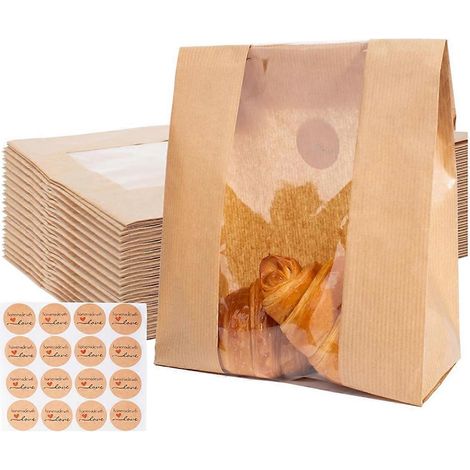 100er-Packung Brotaufbewahrungsbeutel aus Papier mit Sichtfenster