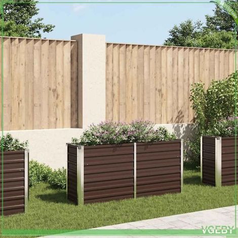 Lit surélevé de jardin - FAFEICY - 45717 - 160x40x77 cm - Acier galvanisé - Marron (1/5)
