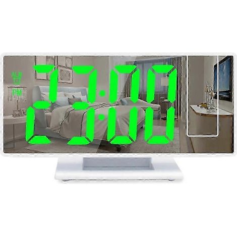Réveil LED à projection sur bras articulé à 180° avec affichage de l'heure et de la température - Fonction snooze 12/24 heures, projecteur USB, compatible SMTXWG (1/5)