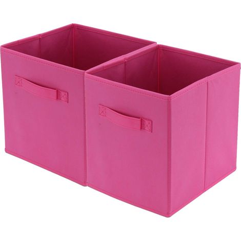 Trintion 2 Pcs Foldable Storage Boxes 27x27x28cm Folding Box Folding Collapsible Organiser for Home and Office(Pink) (1/5)