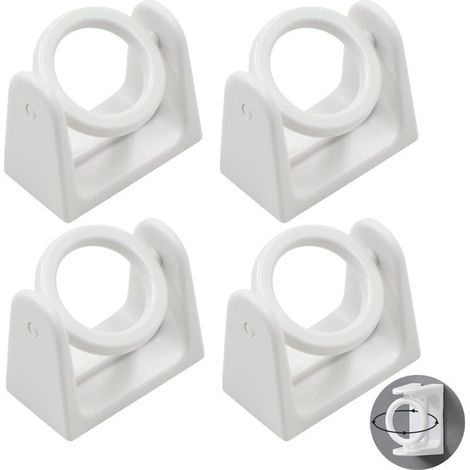 Support Tringle Penderie Rideau Barre - 4 Pièces Douilles Poteau Tige Bride Forme Fixation Murale Clothes Pole Holder Sans Perçage Auto Adhésifs Convient Rideaux Porte Serviettes Maison Salle Bain (1/5)