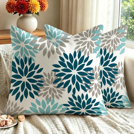 Lot de 2 Housses de Coussin D'été 40x40 cm Tropicales Feuilles (1/5)