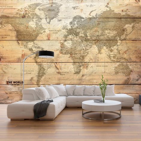 Papier peint carte sur planches - 250 x 175 cm