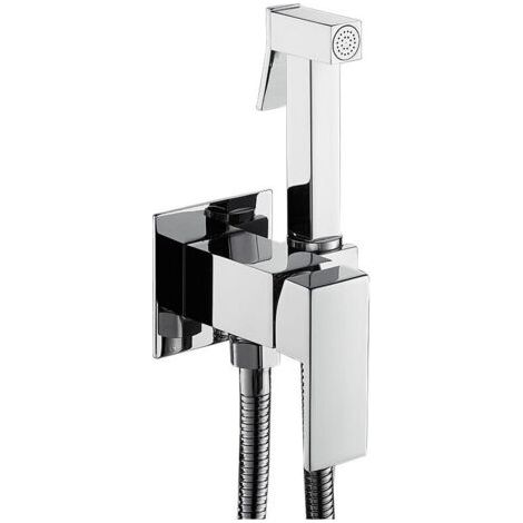 Set de douchette de salle de bain, set d'hygiène de salle de bain complet avec douchette, support et robinet à trois voies, chromé (1/5)