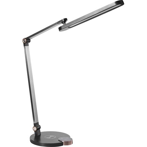 Lampe de Bureau Moderne en Matériau Synthétique 3 Modes de Température Chargeur sans Fil Variateur Abat-Jour Réglable Noire Caroy