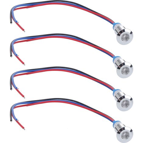 Lot de 4 voyants LED 8mm rouge et bleu, lampe témoin à cathode commune, composants de commande industrielle 110‑220V. (1/5)