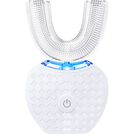 Brosse à dents électrique en forme de U, brosse à dents automatique blanche à 360°-AquaForge