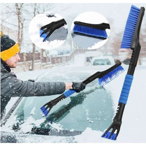 Raschietto per ghiaccio, spazzola per vetri, 2 in 1, per la rimozione della neve dall'auto, 64 cm
