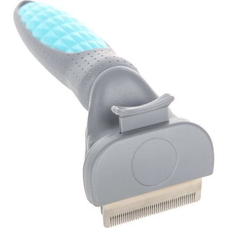 (Blaue) Haustierbürste – Edelstahlbürste – Geeignet für Hunde und Katzen – Blau – 5,5 cm breit (1/4)