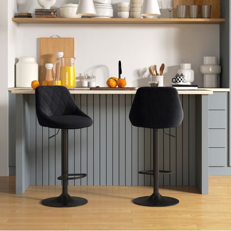 Barhocker 2er-Set höhenverstellbar 46x48x104 cm Schwarz OKMYHOME (1/4)