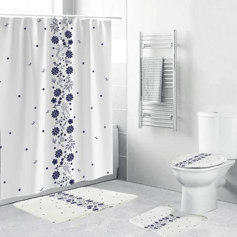 (B) 4-teiliges Duschvorhang-Set, Badezimmer-Duschvorhang-Set mit Duschvorhang C