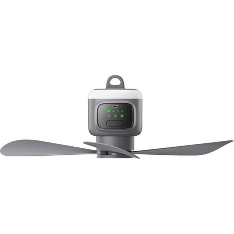 Wireless USB fan with night light, quiet ceiling fan, grey, suitable for bedroom use. (1/5)