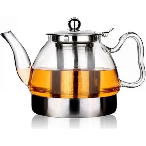 Bollitore in vetro compatibile con piano cottura a induzione, teiera per fornelli, bollitore in vetro trasparente a forma di fiore - 800 ml (1/4)