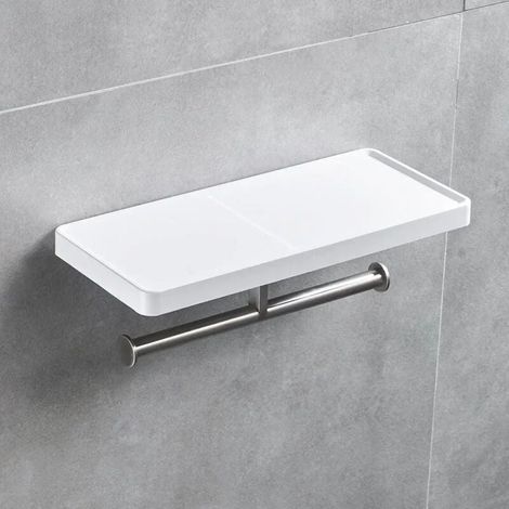 Porte-papier toilette, montage mural, blanc (1/4)