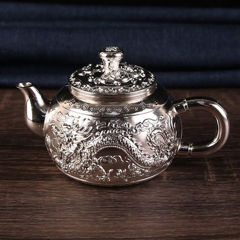 Service à thé Kung Fu haut de gamme en argent (gris clair), théière, service à vin pour banquet de mariage chinois