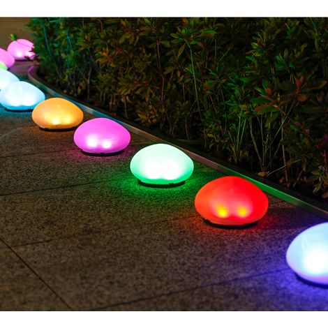 Lampes solaires d'extérieur étanches en galets décoratifs, étanchéité IP65, pour jardin, terrasse, cour, chemin (mini galet, 3 pièce)Lumière Colorée