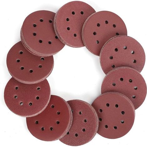 Disques de Ponçage 150 Pièces, Disques Abrasifs de 125mm avec 8 Trous, Grain 60, 80, 100, 120, 150,180, 240, 320, 400, 600 pour Polissage, Dérouillage, Finition (1/5)