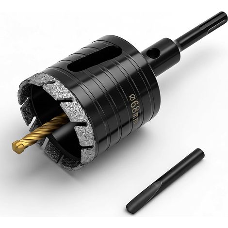Foret 68 mm Foret diamanté Fraise à boîtes M16 Foret à carotte avec adaptateur SDS Plus pour béton, maçonnerie, briques Poroton (1/5)