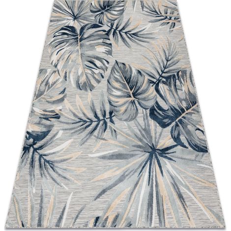 Tappeto strutturale BOTANIC 65265 Monstera se ne va sul balcone, terrazzo - grigio grey 117x170 cm