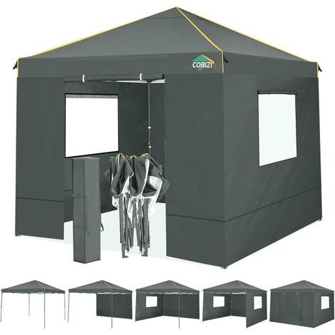 Faltpavillon 3x3m Wasserdicht mit 4 Seitenteilen, UV-Schutz 50+, Stahlrahmen, höhenverstellbar (1/5)