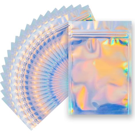 70 wiederverschließbare, geruchsdichte Beutel, 10 x 18 cm, Aluminiumbeutel zur Aufbewahrung von Lebensmitteln, flache, transparente Vakuumverpackung