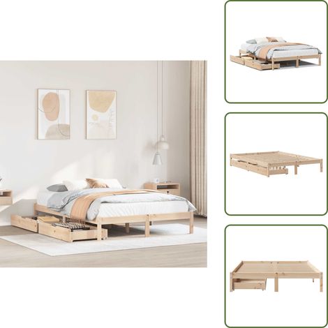 The Living Store Letto senza Materasso 120x190 cm in Legno Massello di Pino - Letto in legno massello