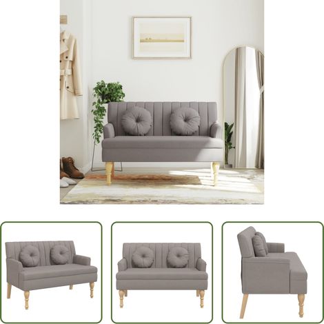 Sitzbank mit Kissen Taupe 113x64,5x75,5 cm Stoff (1/5)