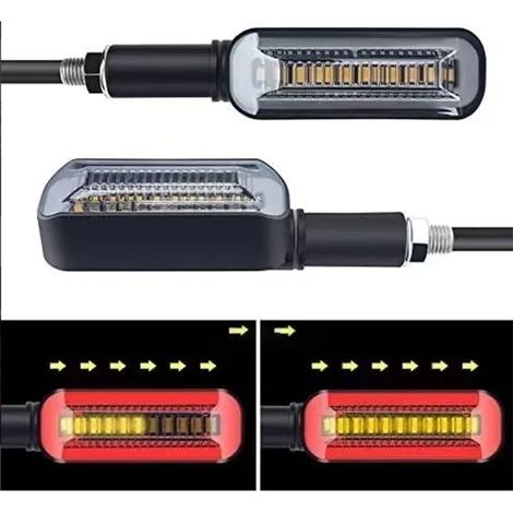 Clignotants LED Moto 2 Pièces DC 12V Feux Indicateurs Arrière Fluides Rouge Jaune Étanche IPX6 (1/5)