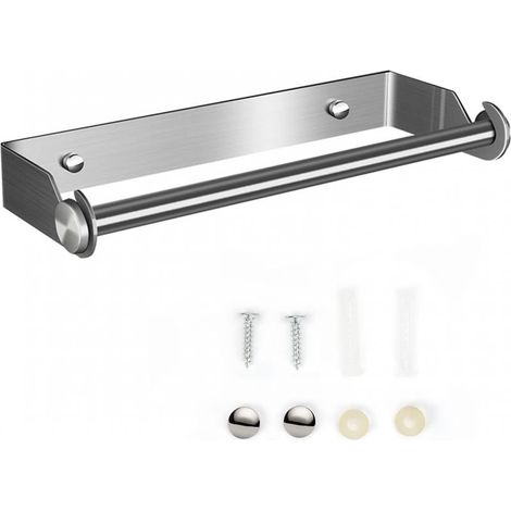 Derouleur Essuie Tout Porte Sopalin Devidoir Mural Distributeur Papier et Film Support Aluminium Argent