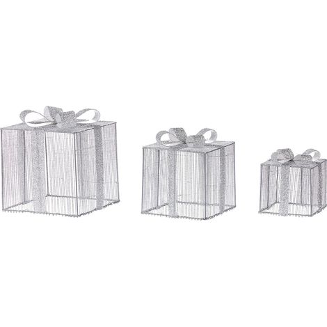 Set di 3 decorazioni natalizie a LED per interni, all'aperto, regali di Natale Luci LED illuminazione metallo argento Arnes (1/5)