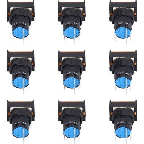 Kit de 25 interrupteurs poussoirs 16mm carrés à voyant lumineux, fonction verrouillage automatique et temporisé 24V jaune.