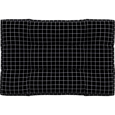 Coussin de palette motif à carreaux noir 120x80x12 cm tissu (1/5)