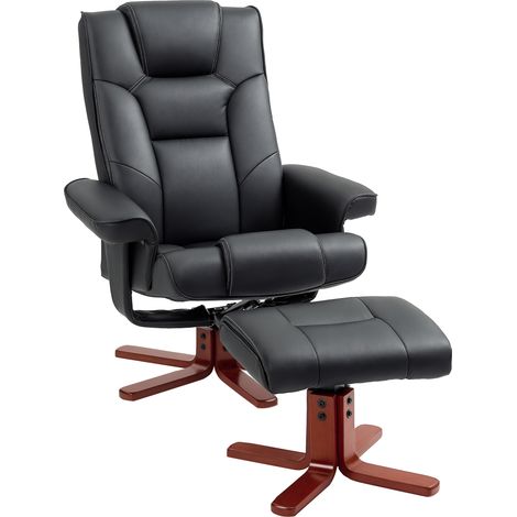 HOMCOM Reclining Armchair with Footstool and Adjustable Backrest, Black (1/5)