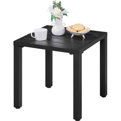 Yaheetech Table de Jardin Terrasse en Métal, Table Exterieur Carrée pour Rangement Patio Bistrot Terrasse Balcon 45 cm L × 45 cm l × 45,5 cm H (1/5)
